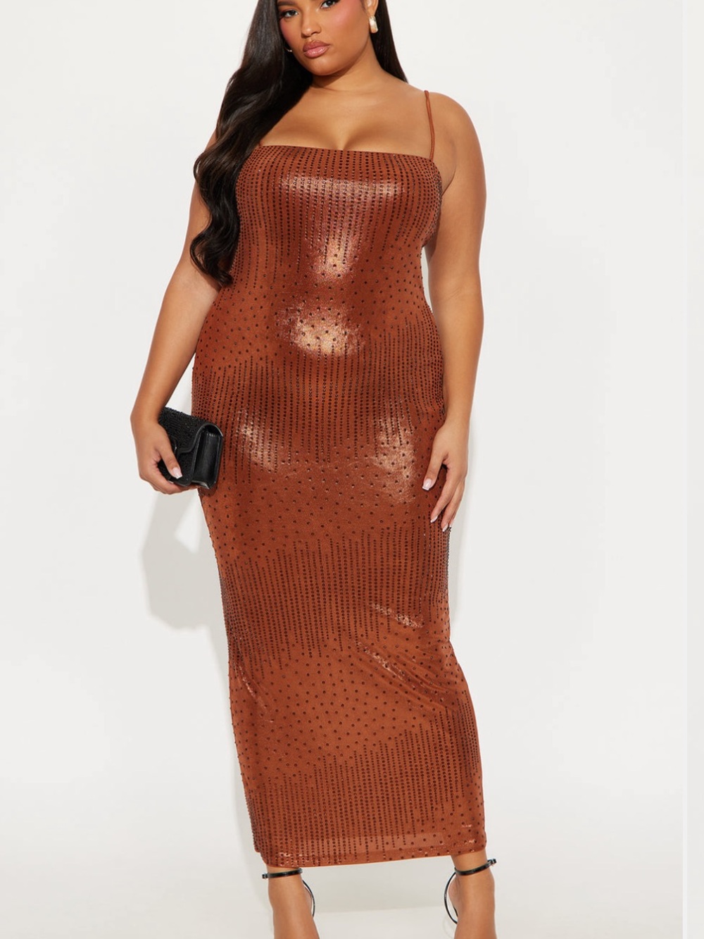 Fashion Nova Copper Sequin Maxi Dress